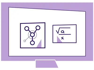 cartoon computer with equations