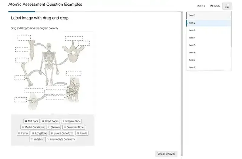 atomic assessments drag and drop question