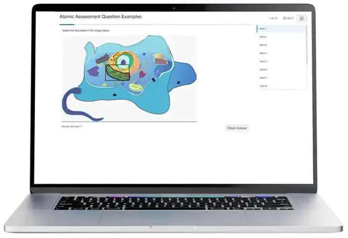 atomic assessments biology question in a laptop