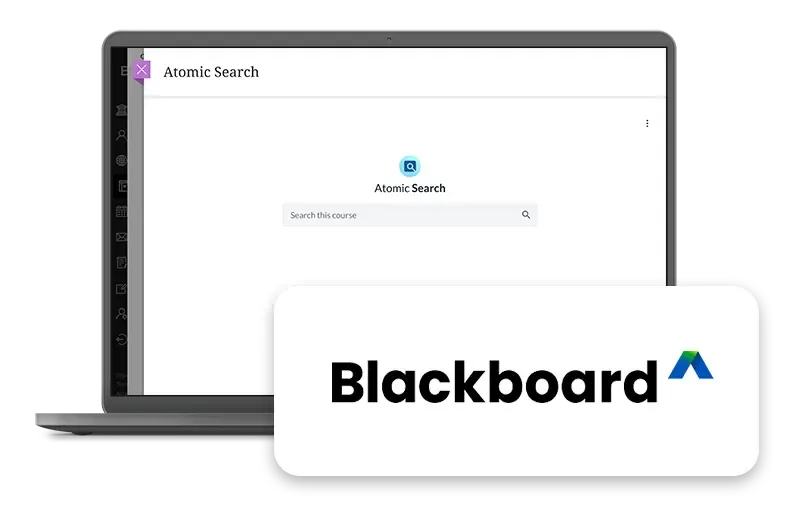 atomic search screenshot in a laptop with the blackboard logo