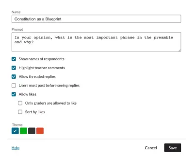 atomic discussions settings page