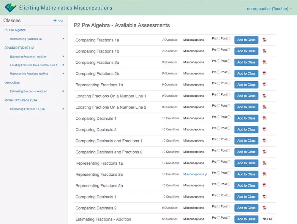 assessment list