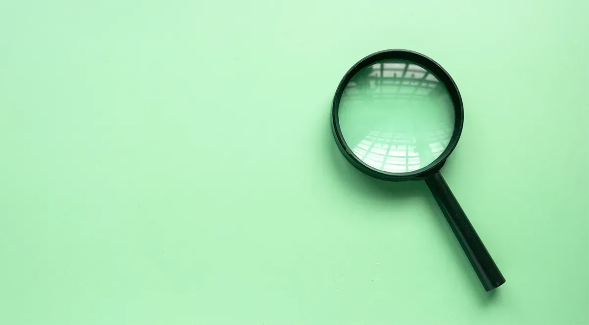 a magnifying glass on a green background