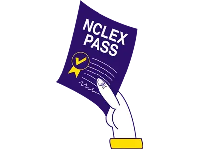 cartoon hand with NCLEX pass